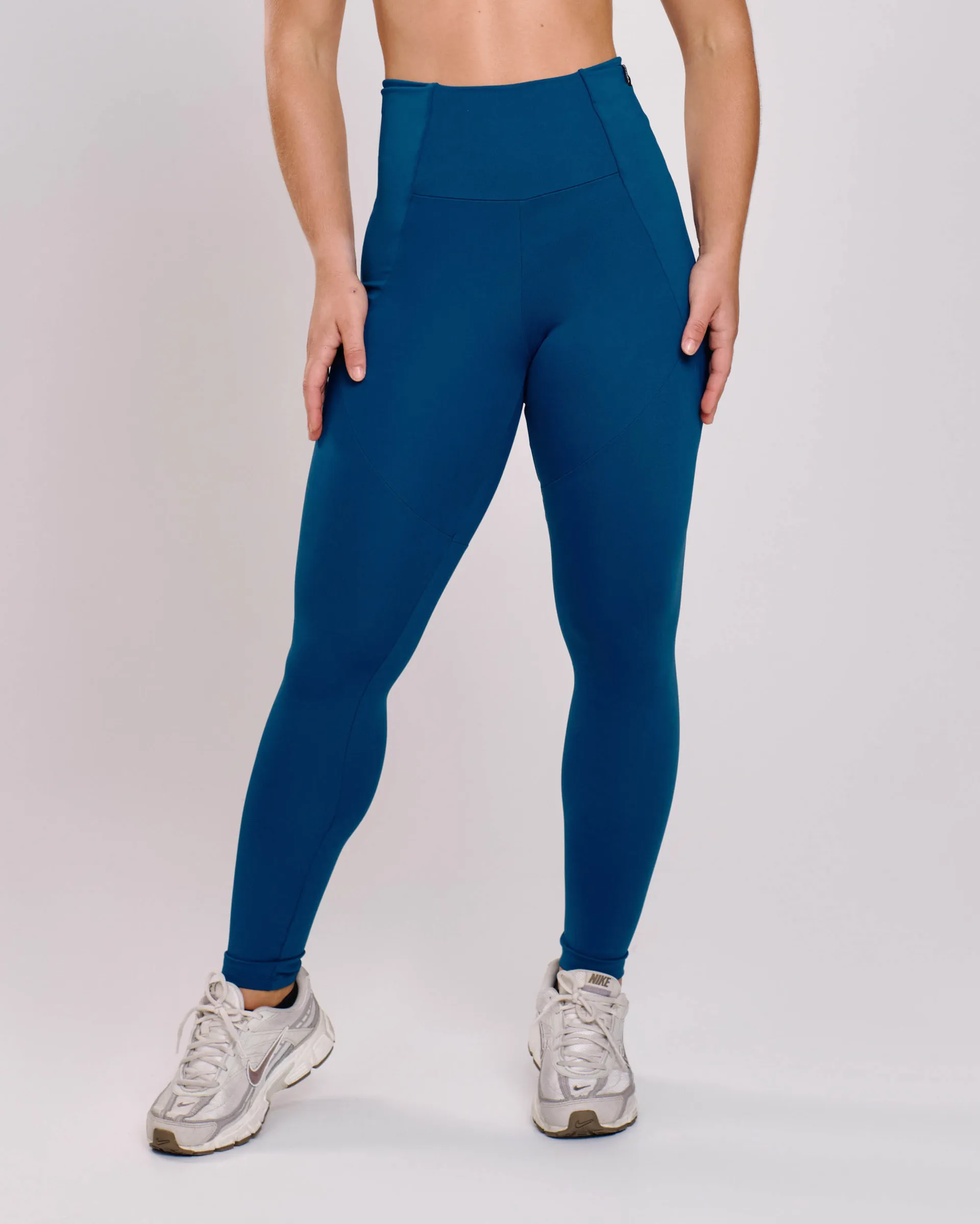 Calça Legging Recorte com Bolso Azul Profundo Ju Mamute