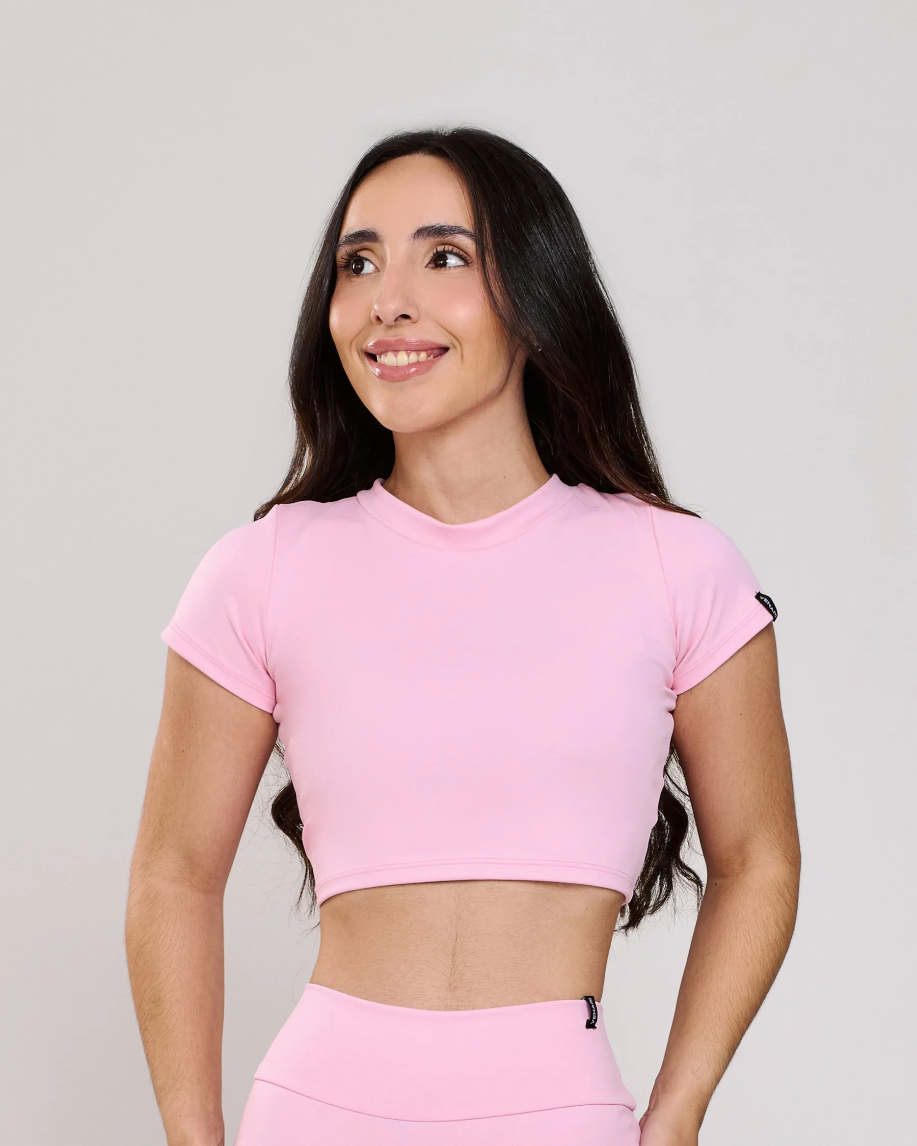 Cropped Manga Curta Gab Rosa Ballet