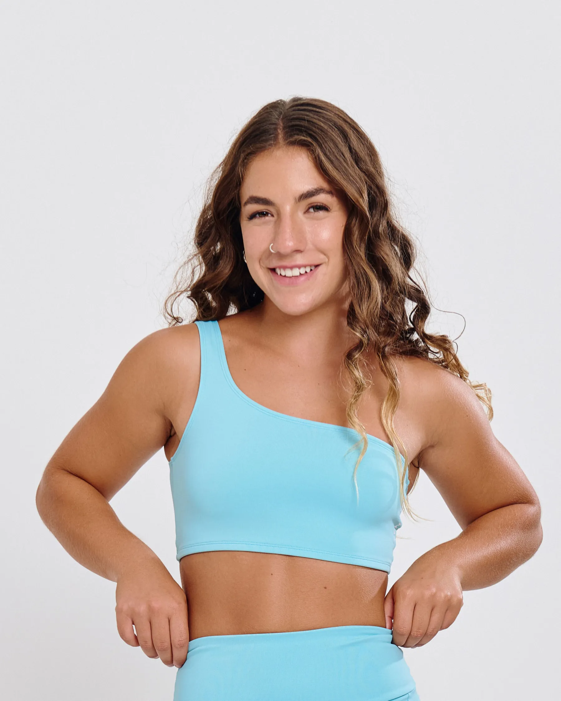 Top Ombro Único Ju Mamute Azul Ciano